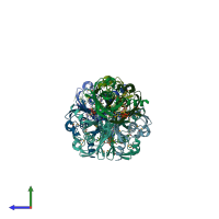 PDB entry 2q78 coloured by chain, side view.