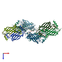PDB entry 2q78 coloured by chain, top view.