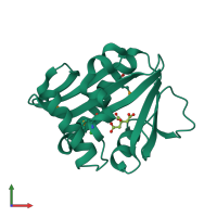 PDB entry 2q7b coloured by chain, front view.