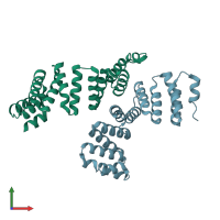 PDB entry 2q7f coloured by chain, front view.