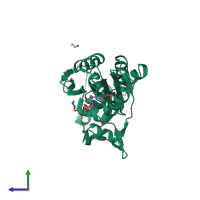 PDB entry 2q7g coloured by chain, side view.