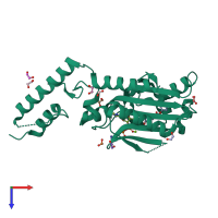 PDB entry 2q7g coloured by chain, top view.