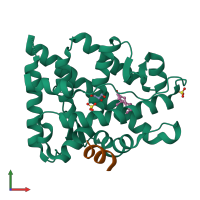 PDB entry 2q7i coloured by chain, front view.