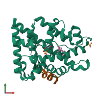 PDB entry 2q7k coloured by chain, front view.