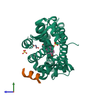 PDB entry 2q7k coloured by chain, side view.