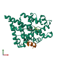PDB entry 2q7l coloured by chain, front view.