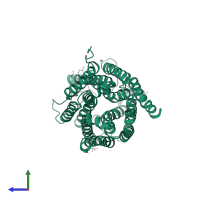 Arachidonate 5-lipoxygenase-activating protein in PDB entry 2q7m, assembly 1, side view.