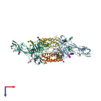 PDB entry 2q7n coloured by chain, top view.