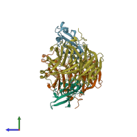 PDB entry 2q7q coloured by chain, side view.
