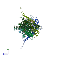 PDB entry 2q7r coloured by chain, side view.