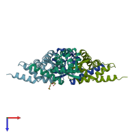 PDB entry 2q81 coloured by chain, top view.