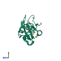 PDB entry 2q82 coloured by chain, side view.