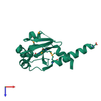 PDB entry 2q82 coloured by chain, top view.
