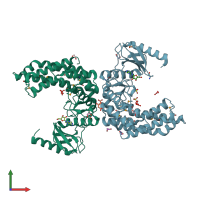 PDB entry 2q83 coloured by chain, front view.