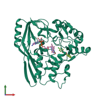 PDB entry 2q85 coloured by chain, front view.
