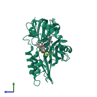 PDB entry 2q85 coloured by chain, side view.