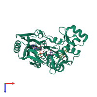 PDB entry 2q85 coloured by chain, top view.