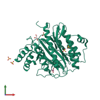 PDB entry 2q8k coloured by chain, front view.