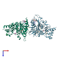 PDB entry 2q8m coloured by chain, top view.