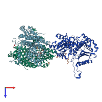 PDB entry 2q8n coloured by chain, top view.