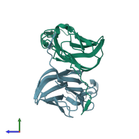 PDB entry 2q8o coloured by chain, side view.