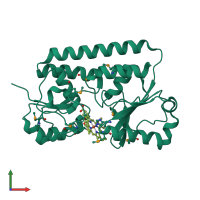 PDB entry 2q8p coloured by chain, front view.