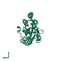 PDB entry 2q8p coloured by chain, side view.