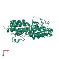 PDB entry 2q8p coloured by chain, top view.