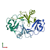 PDB entry 2q8r coloured by chain, front view.