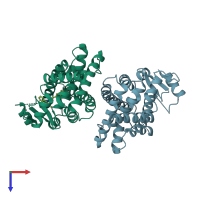 PDB entry 2q8s coloured by chain, top view.