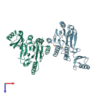 PDB entry 2q8u coloured by chain, top view.