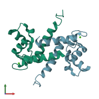 PDB entry 2q91 coloured by chain, front view.