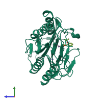 PDB entry 2q94 coloured by chain, side view.