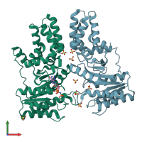 PDB entry 2q9c coloured by chain, front view.