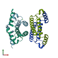 PDB entry 2q9l coloured by chain, front view.