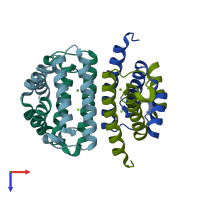 PDB entry 2q9l coloured by chain, top view.