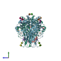 PDB entry 2q9o coloured by chain, side view.