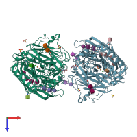 PDB entry 2q9o coloured by chain, top view.