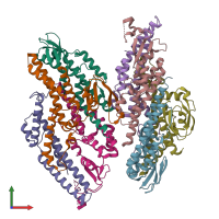 PDB entry 2q9q coloured by chain, front view.