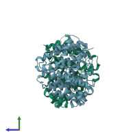 PDB entry 2q9y coloured by chain, side view.