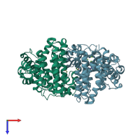 PDB entry 2q9y coloured by chain, top view.
