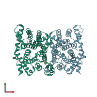 PDB entry 2q9z coloured by chain, front view.