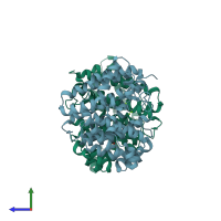 PDB entry 2q9z coloured by chain, side view.