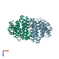 PDB entry 2q9z coloured by chain, top view.