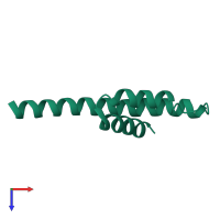 PDB entry 2qbv coloured by chain, top view.