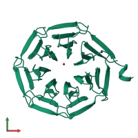 PDB entry 2qc5 coloured by chain, front view.