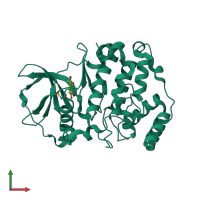 PDB entry 2qc6 coloured by chain, front view.