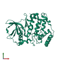 Casein kinase II subunit alpha in PDB entry 2qc6, assembly 1, front view.