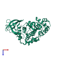 Casein kinase II subunit alpha in PDB entry 2qc6, assembly 1, top view.