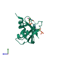 PDB entry 2qca coloured by chain, side view.